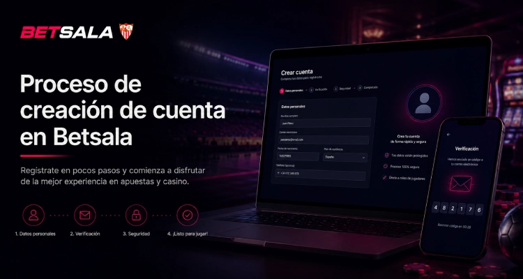 Proceso de creación de cuenta en Betsala